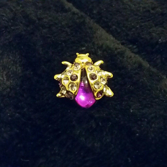 1980s crystal ladybug pin - Picture 1 of 4